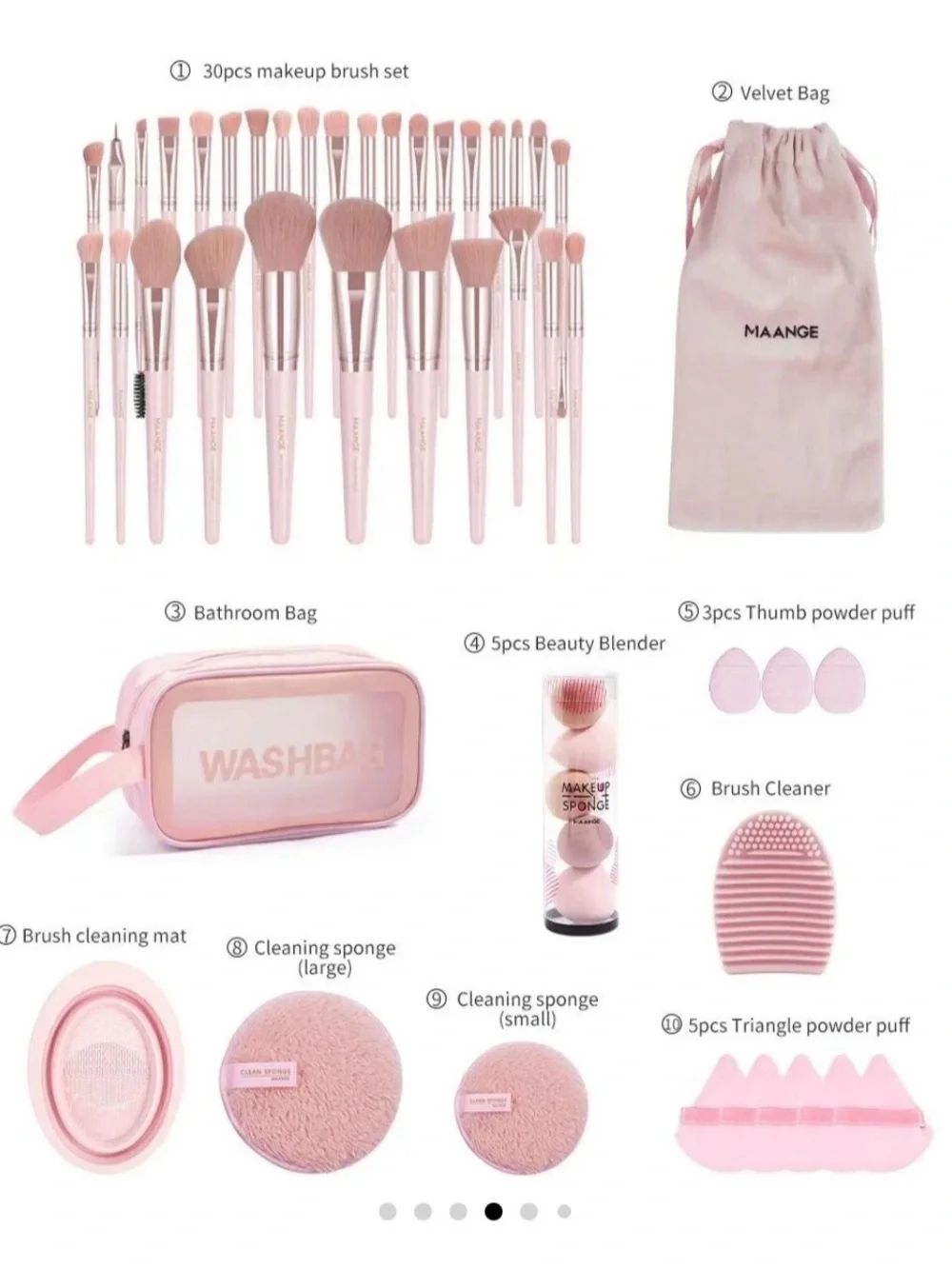 32-Piece Pink Makeup Brush and Sponge Set with Travel Case